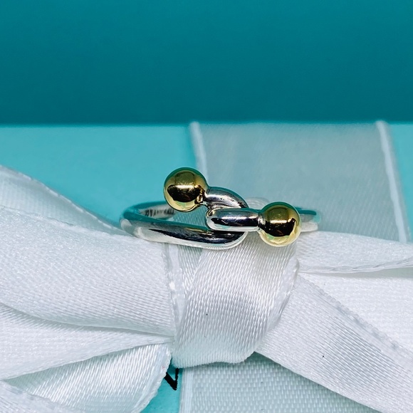 Tiffany & Co. Jewelry - SOLD🔥TIFFANY&Co. Ring Love knot Silver 18K Yellow Gold & .925 Size 5.5 w/box